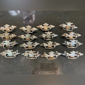 Lot of 16 Vintage Brass Drawer Pulls with Screws